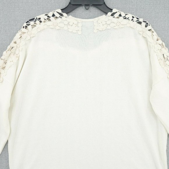 Cecico Blouse Womens Large White Long Sleeve Keyhole Cut Out Stretch - Picture 5 of 9